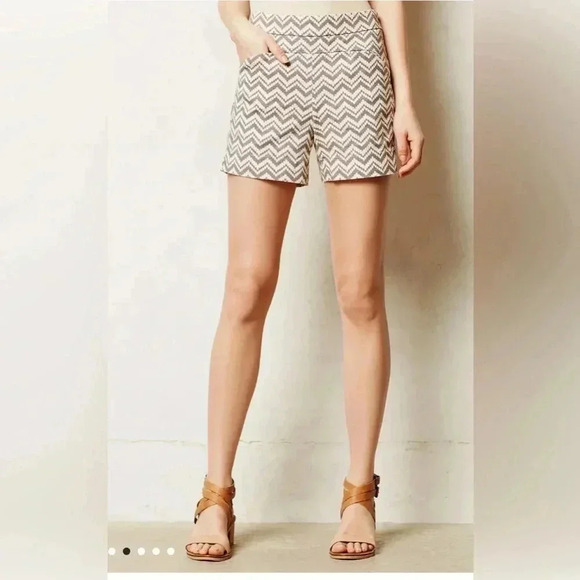 Anthropologie Cartonnier Melisma shorts chevron print size 8 I15 - Picture 2 of 9